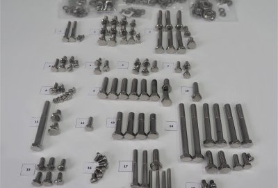 Komplet śrub, bez silnikowych, nierdzewne/polerowane, Jawa 350 Kyvacka