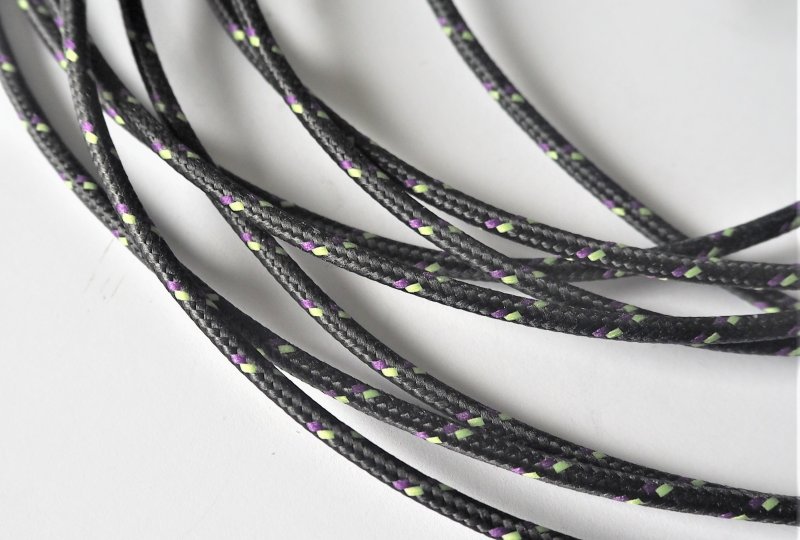 Kabel elektryczny w oplocie klejonym 1,5 mm, czarny z zielonymi prążkami, 1m, Jawa, CZ-photo2