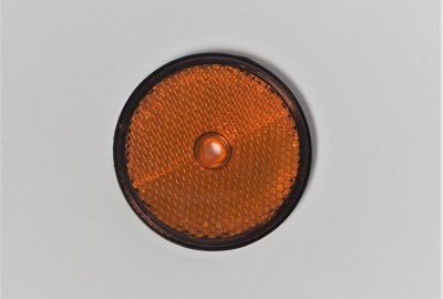 Odblask pomarańczowy na śrubkę 60 mm, plastik, oryginał, Jawa, CZ