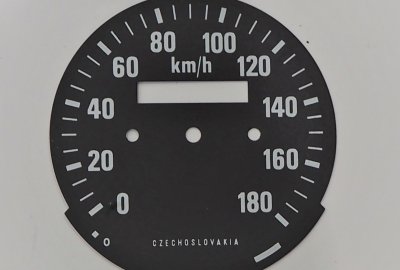 Cyferblat licznika 0-180km/h, czarno-biały, Jawa 634-640