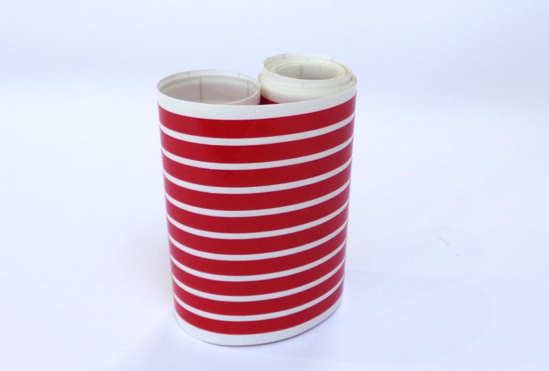 Naklejki, czerwone paski, 5 mm x 150 cm, Jawa, CZ-photo2