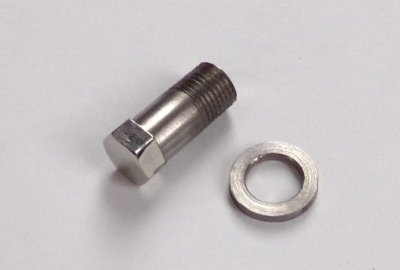 Śrubka przedniego zawieszenia, dolna, M10/1, klucz 11mm, nierdzewna/polerowana, z podkładką, Jawa, CZ