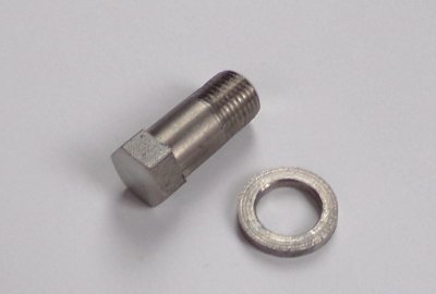 Śrubka przedniego zawieszenia, dolna, M10/1, klucz 11mm, nierdzewna, z podkładką, Jawa, CZ