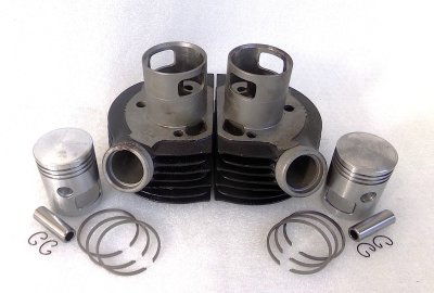 Cylindry, z zestawem tłoków 58,50 mm/16, oryginał, po renowacji, Jawa 350 Kyvacka, Panelka (2)