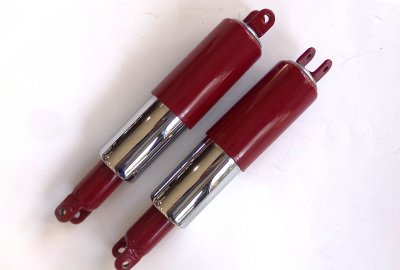 Tylne amortyzatory, czerwone, 2 szt, oryginalne, po renowacji, Jawa, CZ 1956--